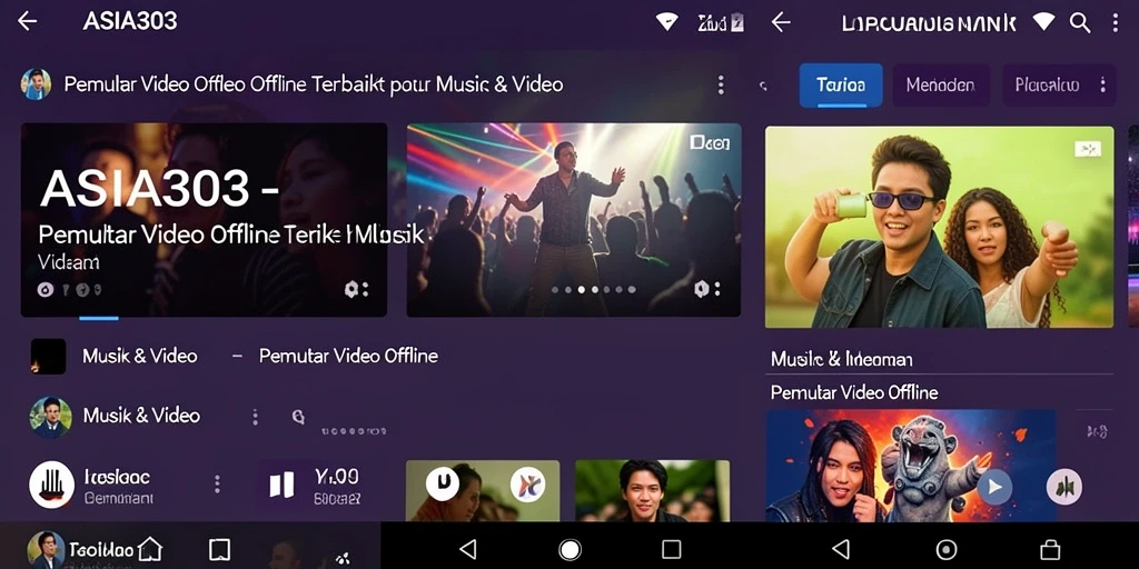 Tampilan antarmuka aplikasi Pemutar Video Offline ASIA303 yang sederhana dan menarik.
