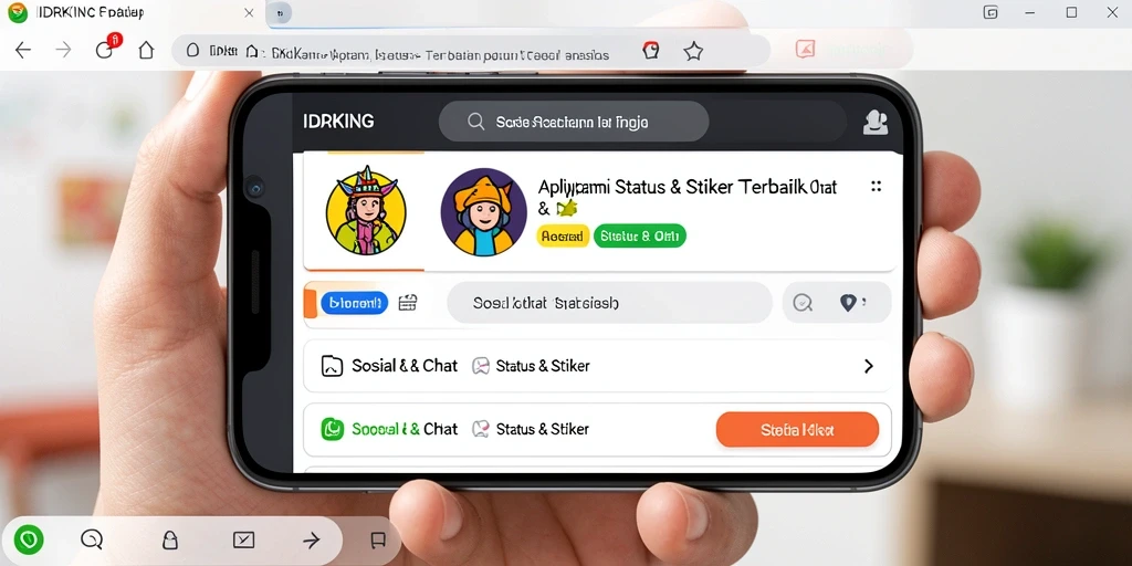 Tampilan antarmuka IDRKING dengan berbagai stiker yang menarik.