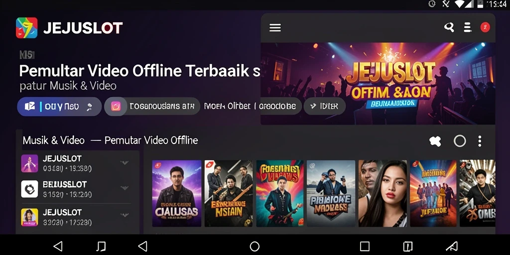 Tampilan antarmuka JEJUSLOT yang ramah pengguna untuk Pemutar Video Offline.