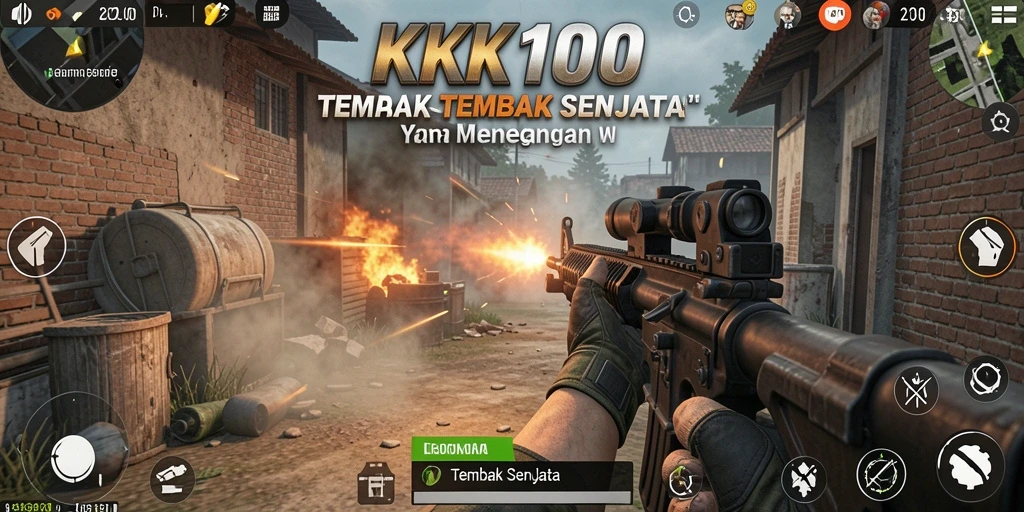 Antarmuka permainan KPK100 dengan berbagai pilihan senjata.