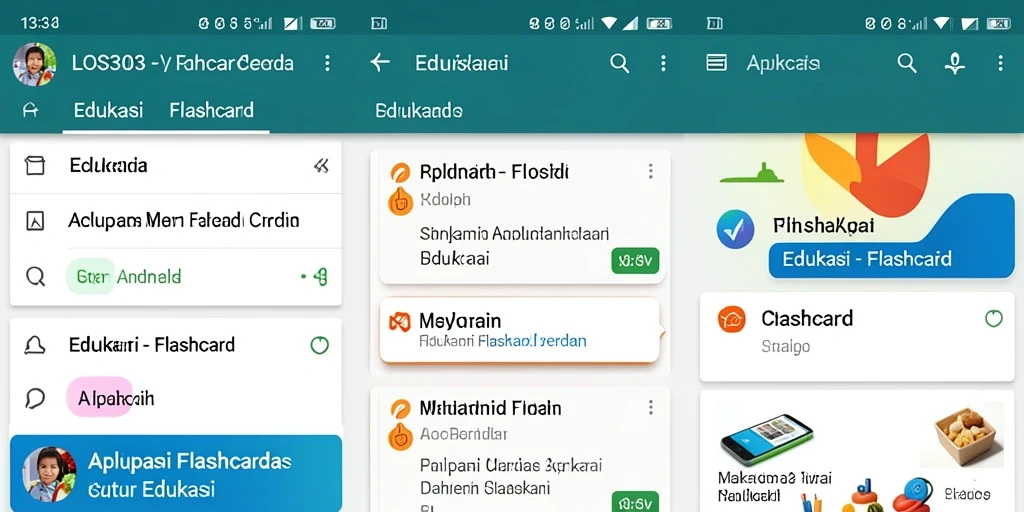 Tampilan antarmuka aplikasi LOS303 dengan kartu flash yang interaktif.