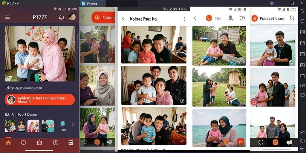 Antarmuka PT777 dengan berbagai fungsi kolase foto yang intuitif.