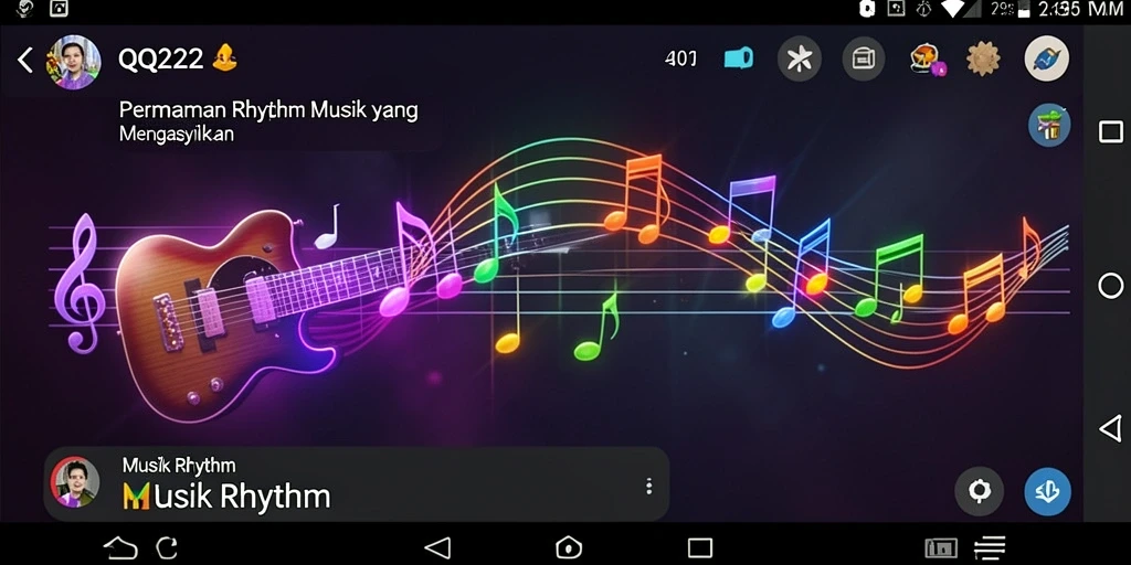 Tampilan antarmuka QQ222 yang mengasyikkan saat bermain Musik Rhythm.