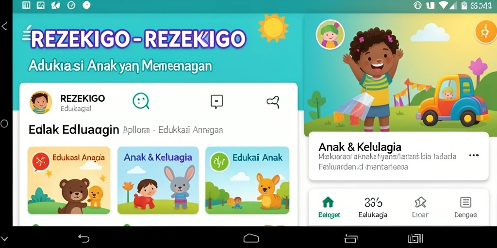 Antarmuka aplikasi REZEKIGO yang ramah anak dan menarik.