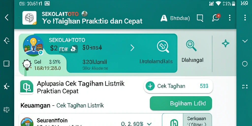 Antarmuka aplikasi SEKOLAHTOTO menampilkan fitur cek tagihan listrik.